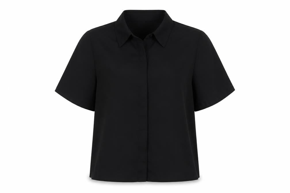 ASOS Womens Black Polyester Basic Button-Up Size 10 Collared