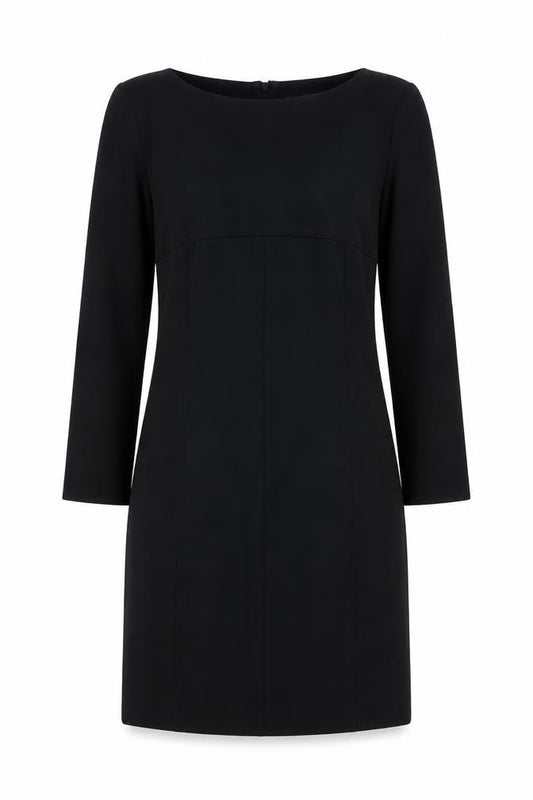 Front view of Komufond women’s black polyester a-line, size M, round neck zip