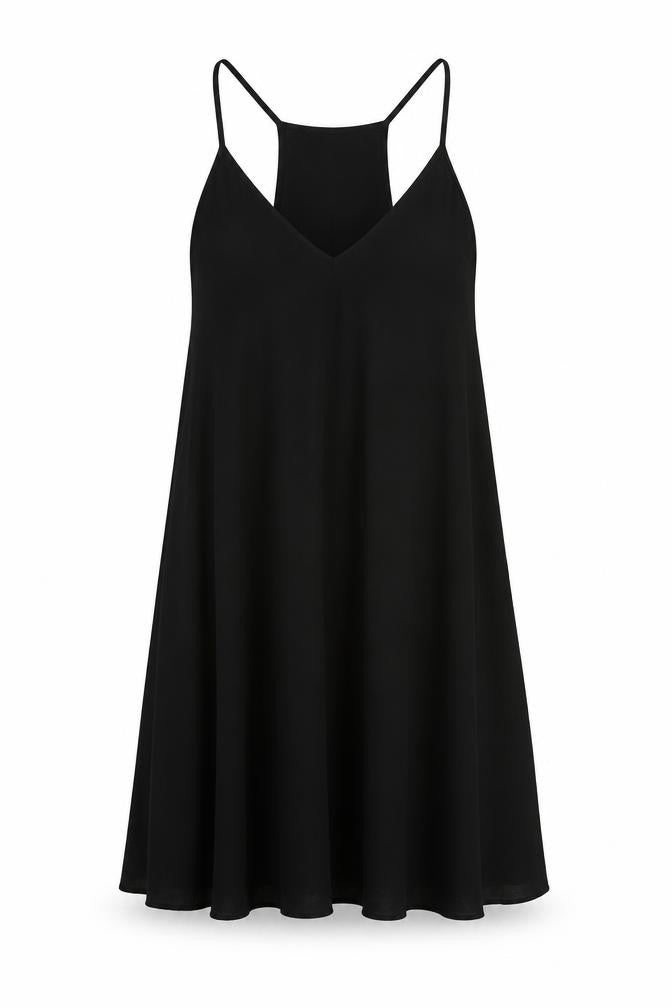 Front view of The Fifth women’s black polyester trapeze & swing, size S, v-neck pullover