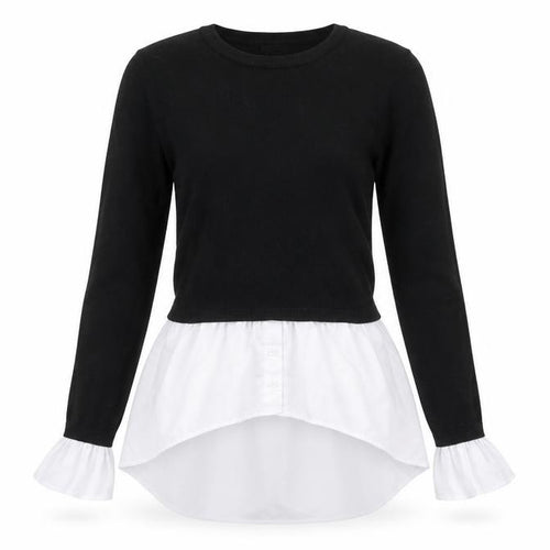 QED London Womens Black Cotton Basic Blouse Size 8 Round Neck - Shirt Trims