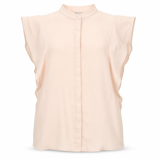 Front view of ASOS women’s pink polyester basic tank, size UK 12, round neck