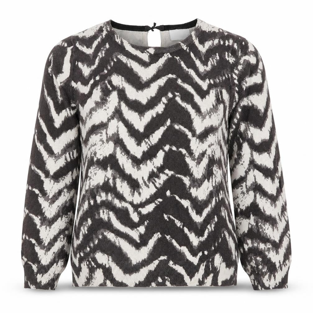 Front view of Wallis women’s brown scoop neck geometric polyester jumper, size S