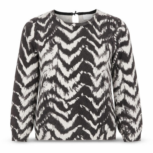 Front view of Wallis women’s brown scoop neck geometric polyester jumper, size S