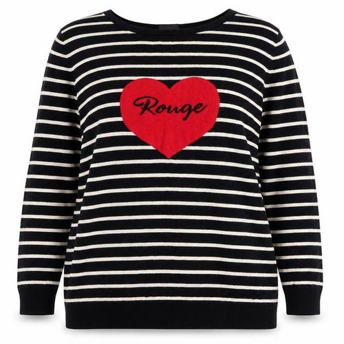 Yessica Womens Black Round Neck Striped Viscose Pullover Jumper Size XL - Rouge