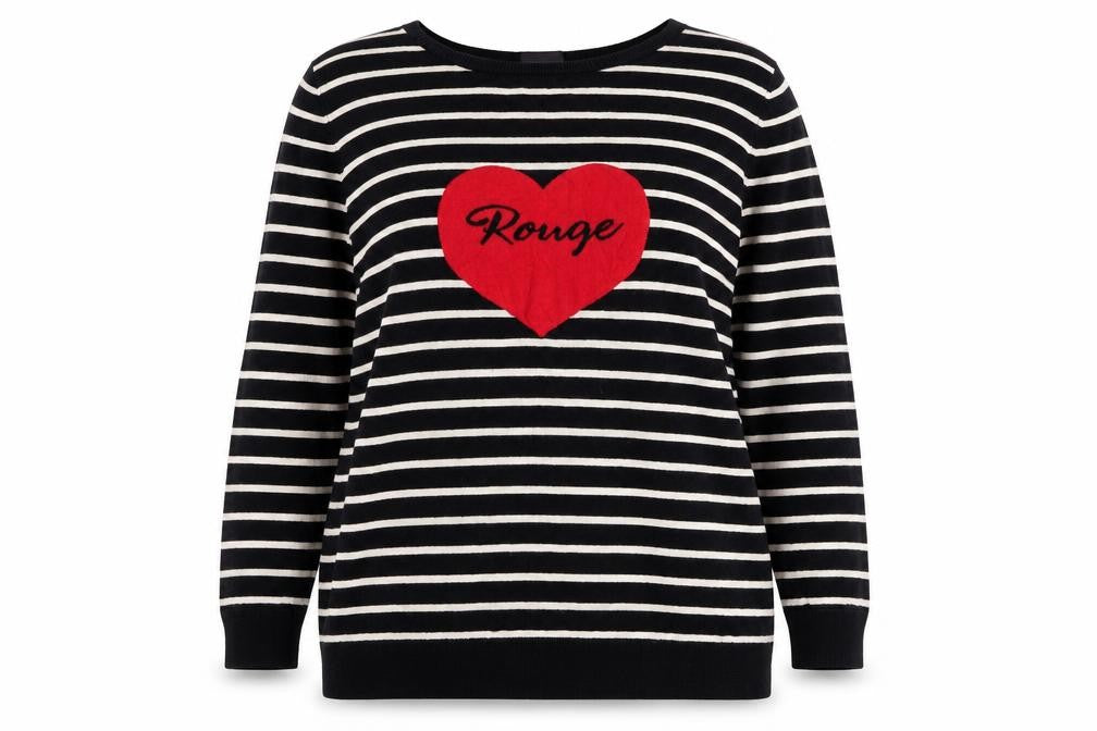 Yessica Womens Black Round Neck Striped Viscose Pullover Jumper Size XL - Rouge