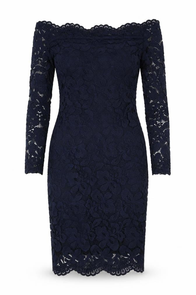 Divided by H&M Womens Blue Polyamide Pencil Dress Size 10 Off the Shoulder Pullover