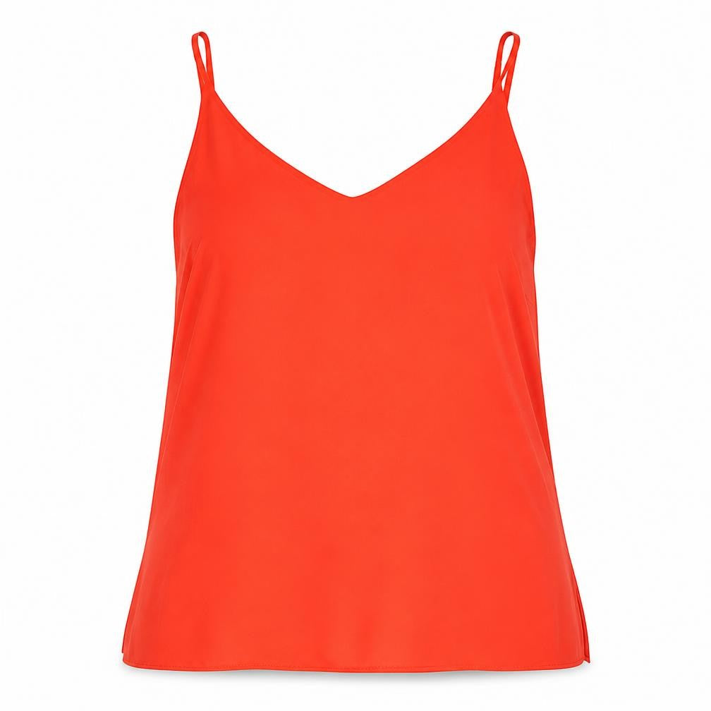 Topshop Womens Red Polyester Basic Tank Size 10 V-Neck