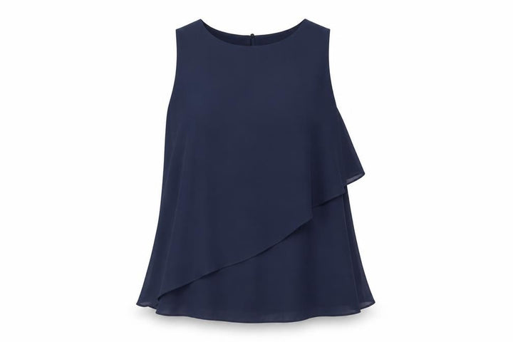 Mango Womens Blue Polyester Basic Tank Size M Round Neck