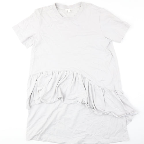 COS Womens Grey 100% Cotton Shirt Dress Size M Crew Neck Pullover