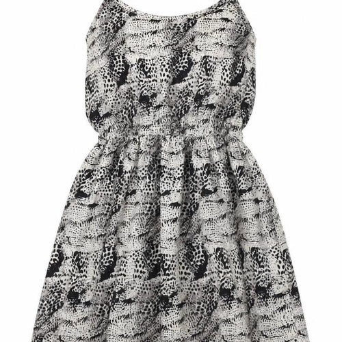 Boohoo Womens Grey Geometric Polyester Skater Dress Size 10 Scoop Neck Pullover