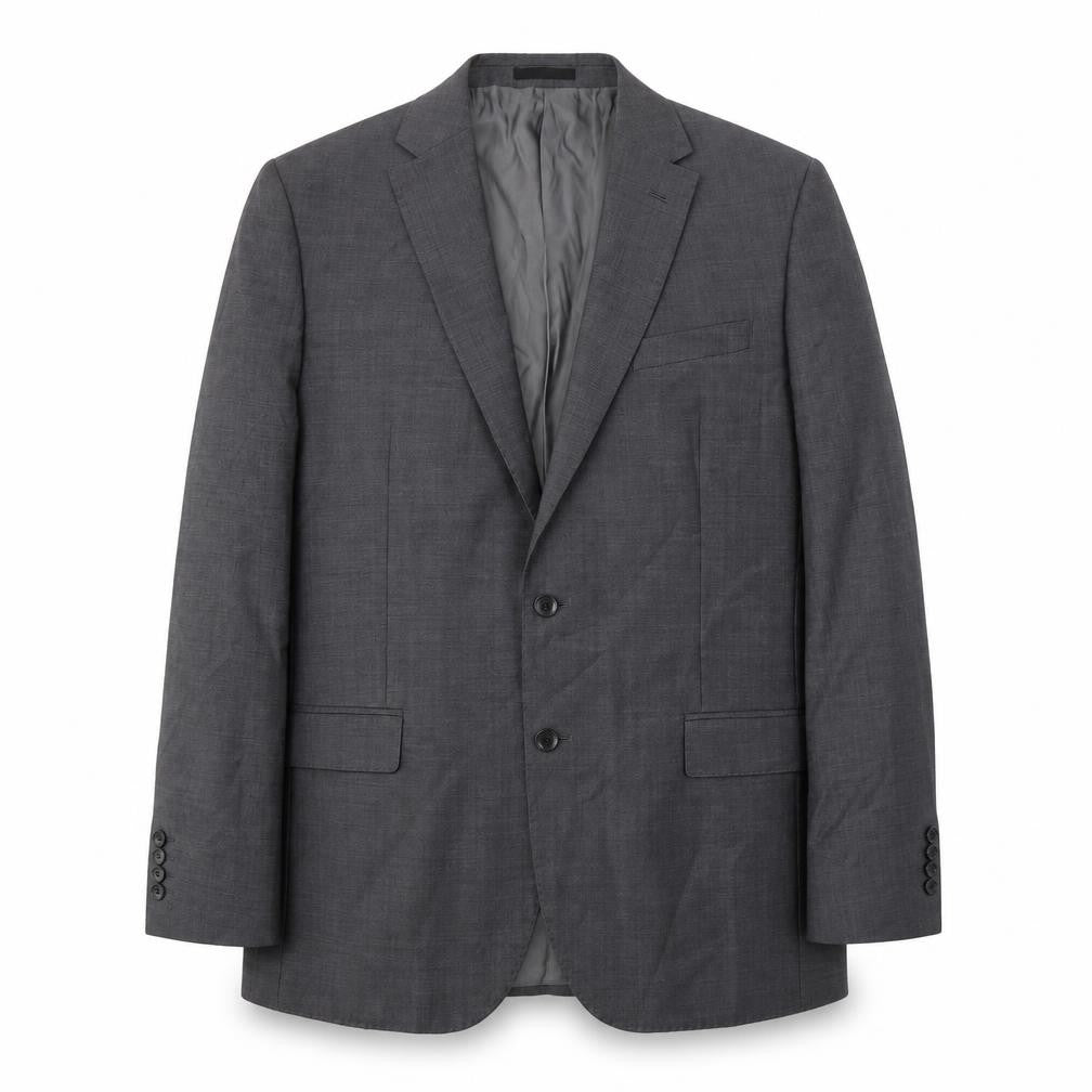 Front view of Autograph men’s grey wool jacket suit jacket, size XL, regular