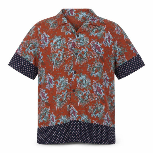Native Youth Mens Brown Geometric Viscose Button-Up Size S Collared Button