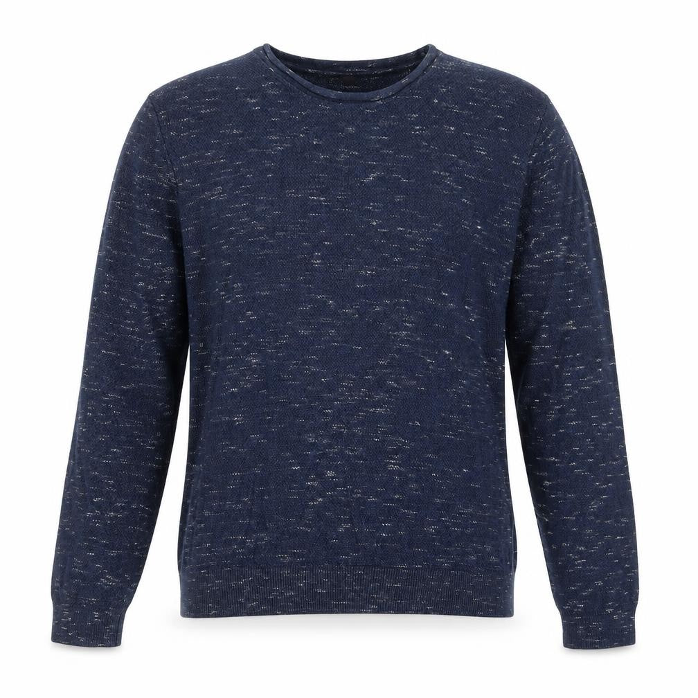 Front view of Topman men’s blue round neck cotton jumper, size S, long sleeve