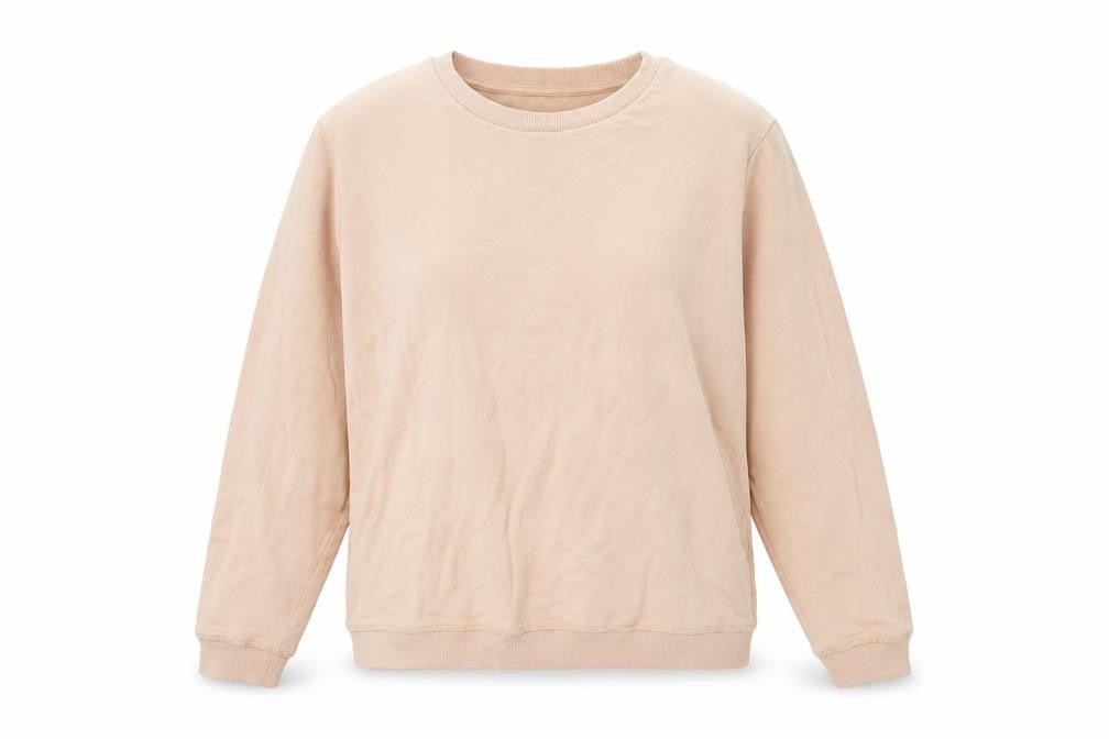 Front view of ASOS women’s pink 100% cotton pullover sweatshirt, size UK 12, pullover
