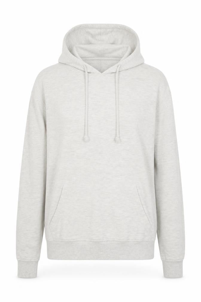 Front view of Missguided women’s grey cotton pullover hoodie, size UK 6, pullover