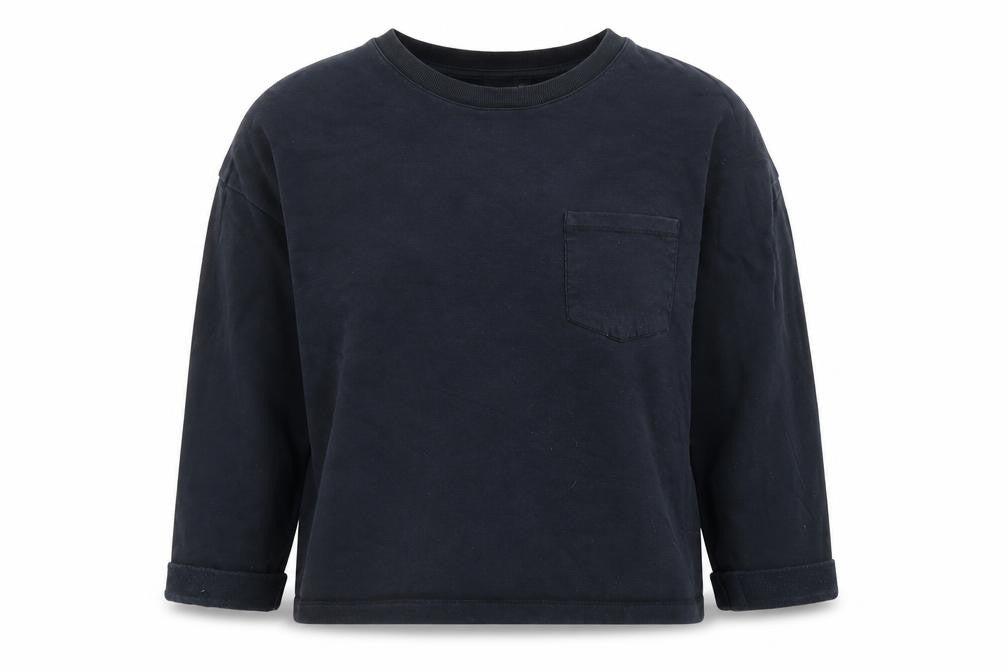 Front view of ASOS women’s black 100% cotton pullover sweatshirt, size UK 14, pullover