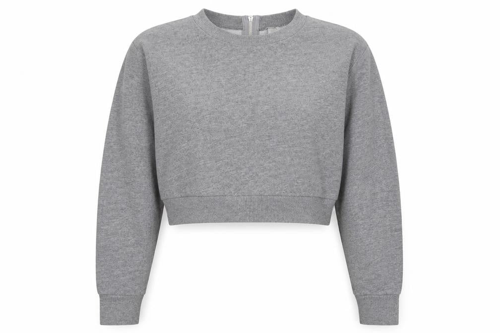 Front view of Divided women’s grey cotton pullover sweatshirt, size S, zip