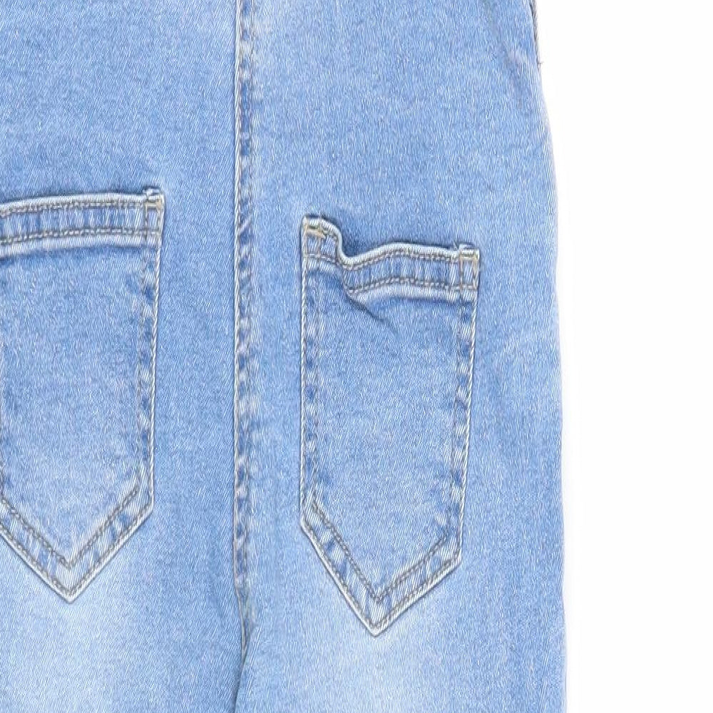 M&Co Girls Blue Cotton Dungaree One-Piece Size 5-6 Years Button