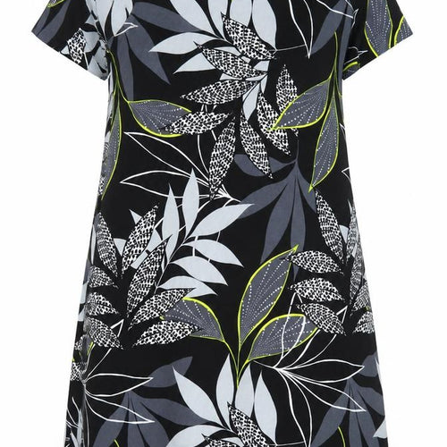 George Womens Black Floral Viscose A-Line Size 14 Boat Neck Pullover