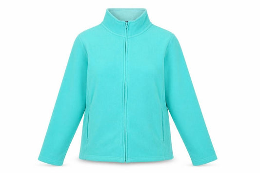 Front view of EWM women’s green jacket, size UK 14, zip