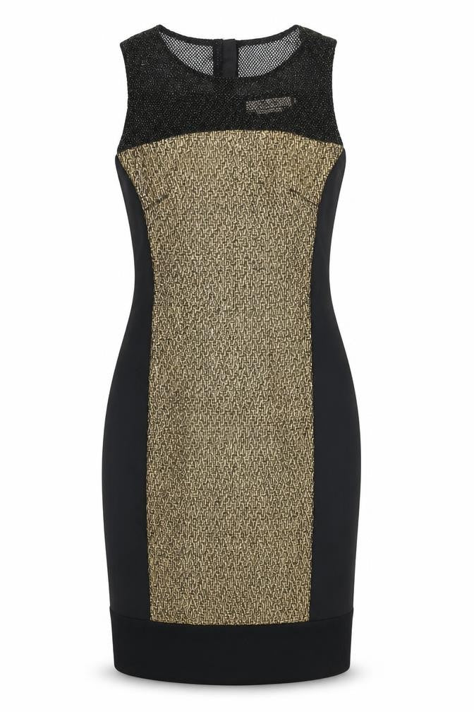 DS DRES Womens Black Polyester Pencil Dress Size 8 Scoop Neck Zip