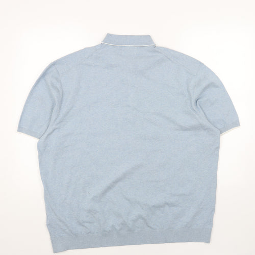 Marks and Spencer Mens Blue Cotton Polo Size 3XL Collared Button