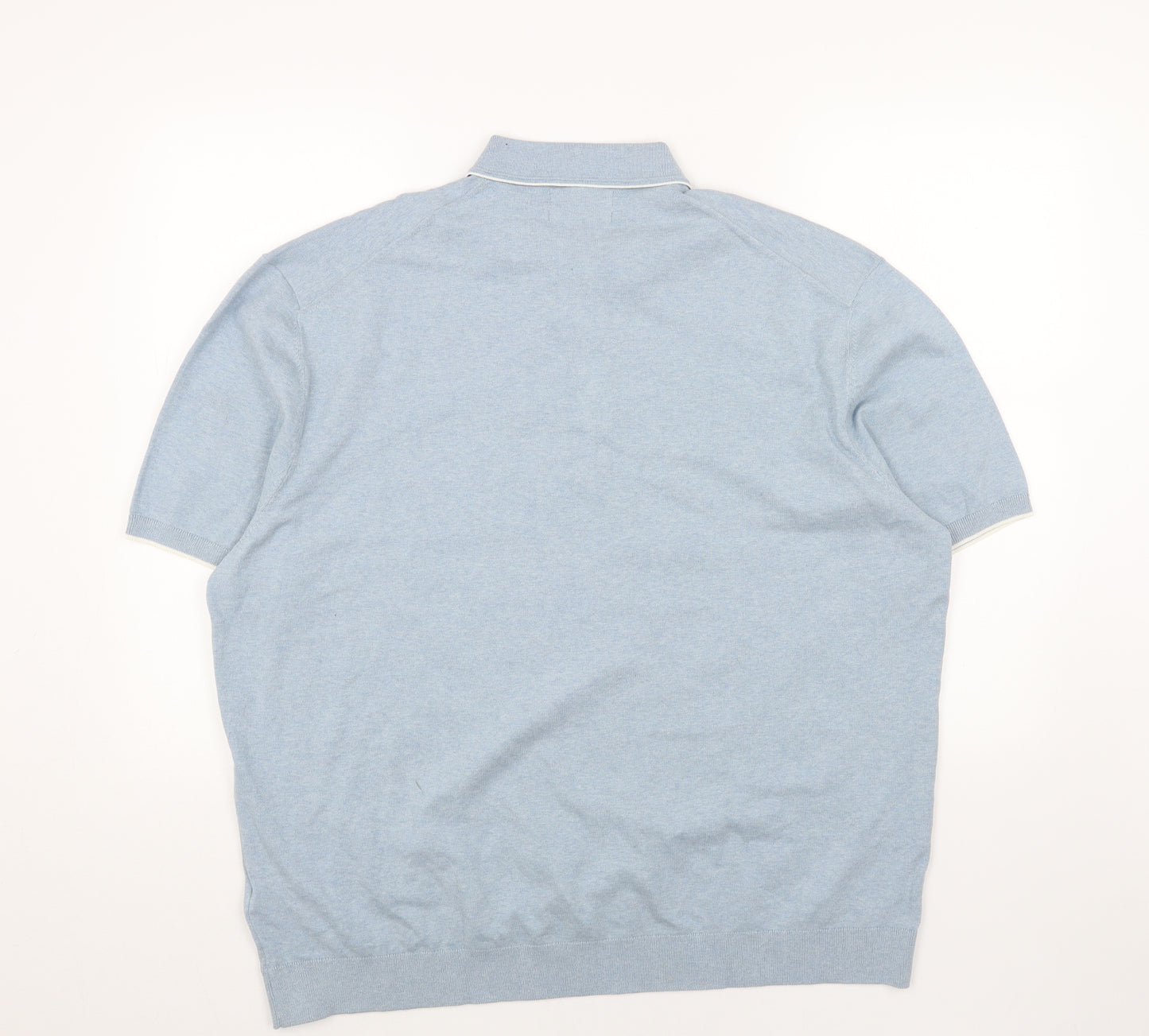 Marks and Spencer Mens Blue Cotton Polo Size 3XL Collared Button