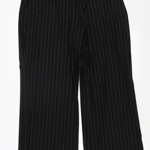 Marks and Spencer Womens Black Striped Viscose Trousers Size 18 L27 in Regular