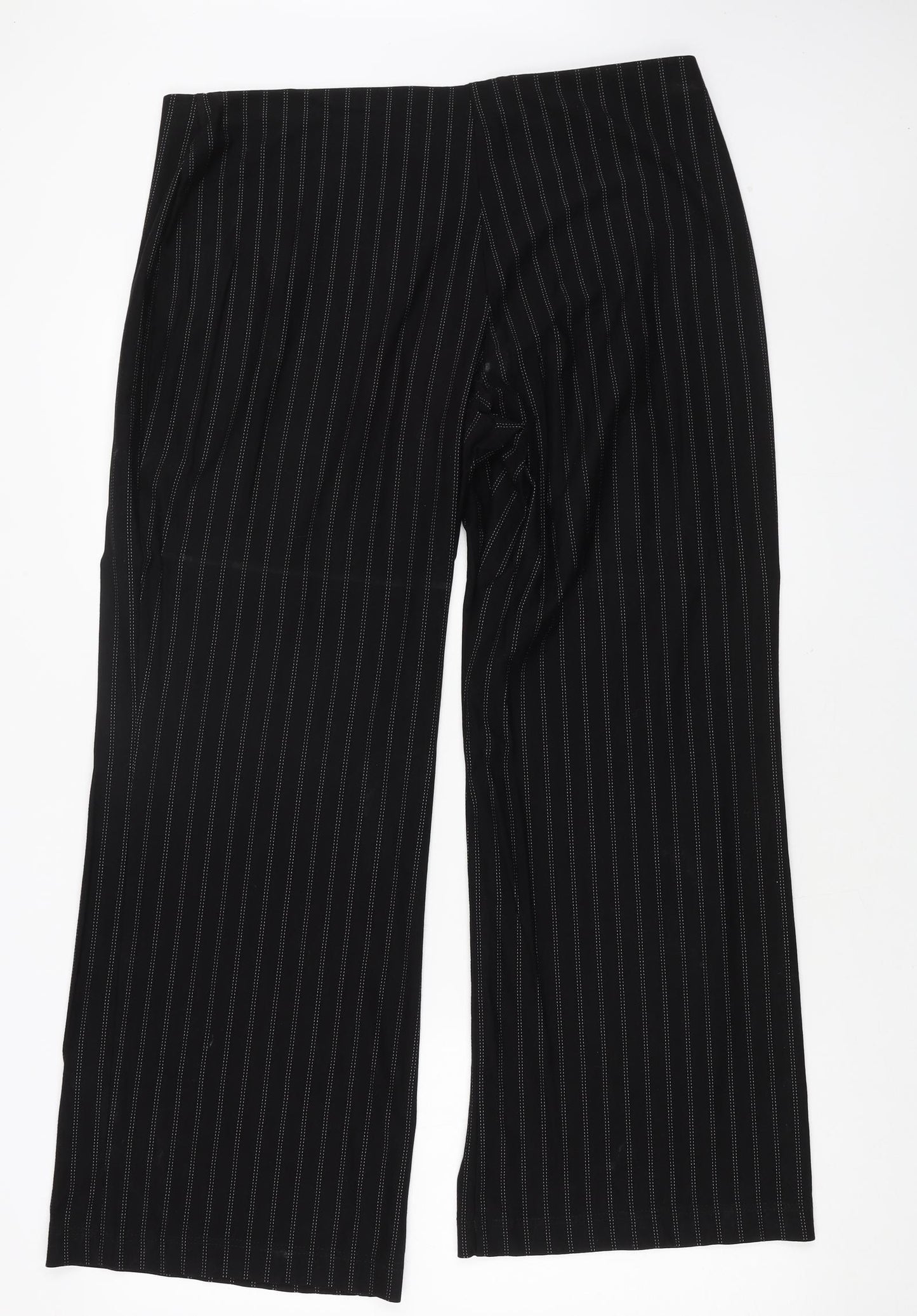 Marks and Spencer Womens Black Striped Viscose Trousers Size 18 L27 in Regular
