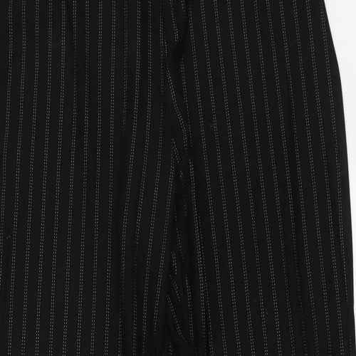 Marks and Spencer Womens Black Striped Viscose Trousers Size 18 L27 in Regular