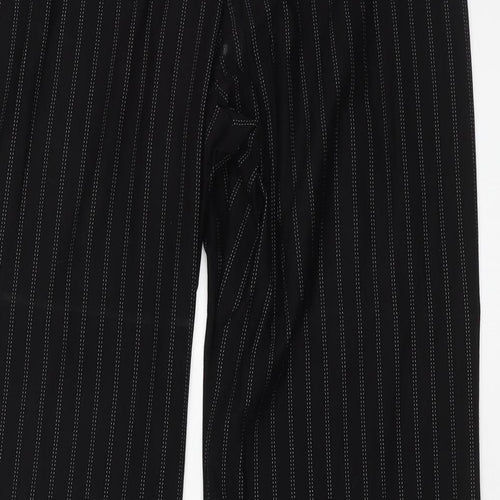 Marks and Spencer Womens Black Striped Viscose Trousers Size 18 L27 in Regular