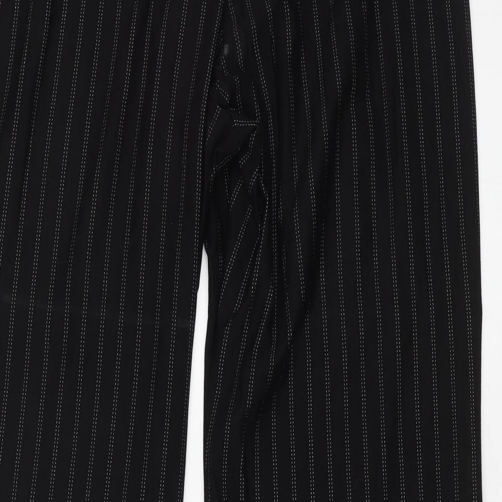 Marks and Spencer Womens Black Striped Viscose Trousers Size 18 L27 in Regular