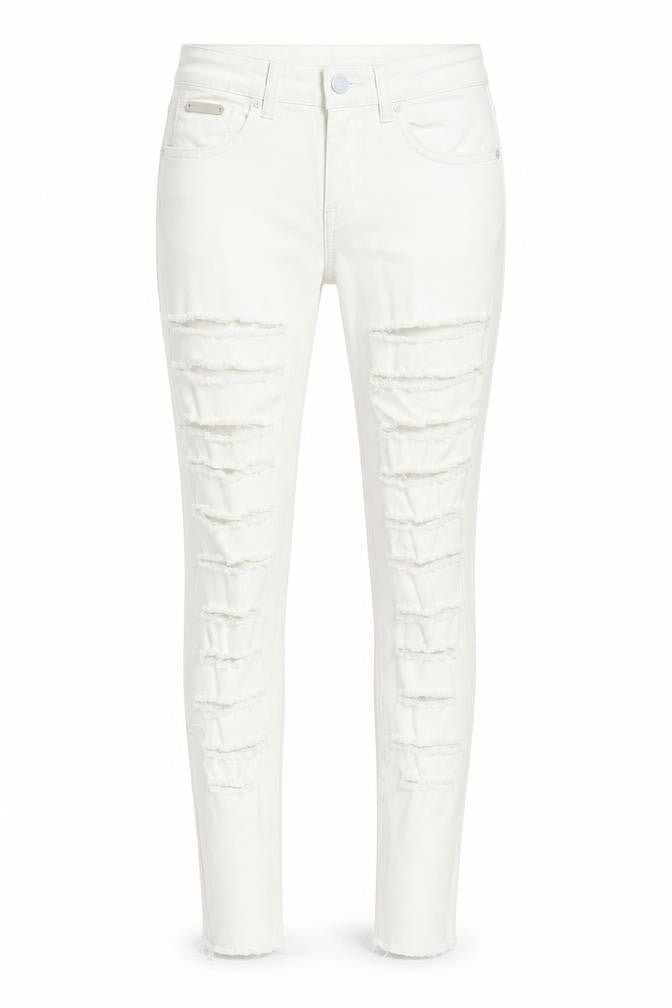 lexxury Womens White Cotton Skinny Jeans Size 28 L27 in Regular Button