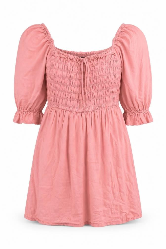 Front view of New Look women’s pink cotton fit & flare, size UK 10, square neck pullover