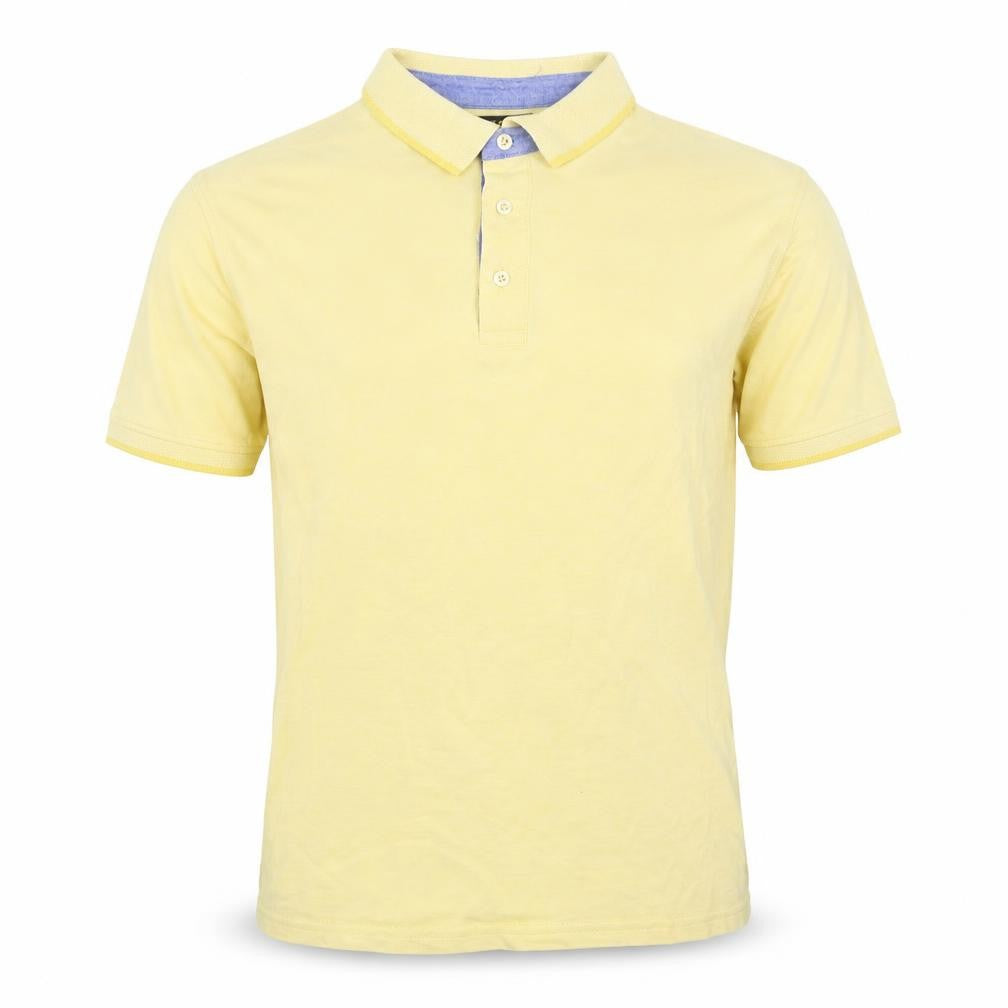 Front view of OVS men’s yellow cotton polo, size M, collared pullover