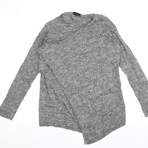 New Look Womens Grey Round Neck 100% Cotton Cardigan Jumper Size 10
