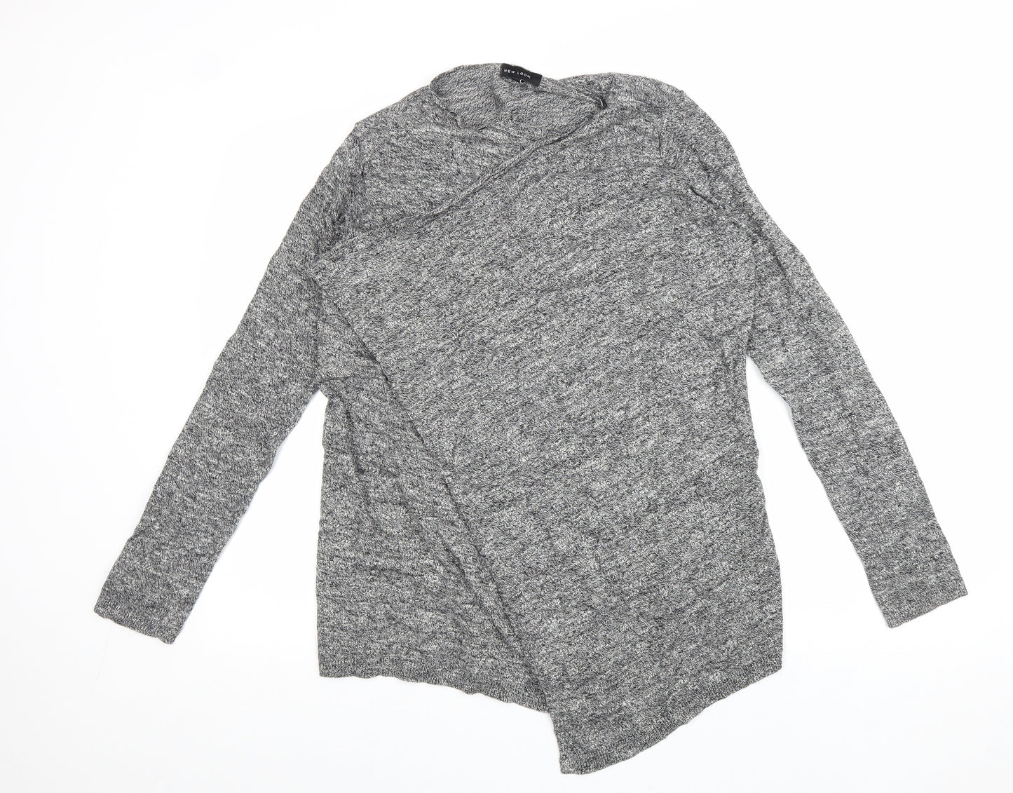 New Look Womens Grey Round Neck 100% Cotton Cardigan Jumper Size 10