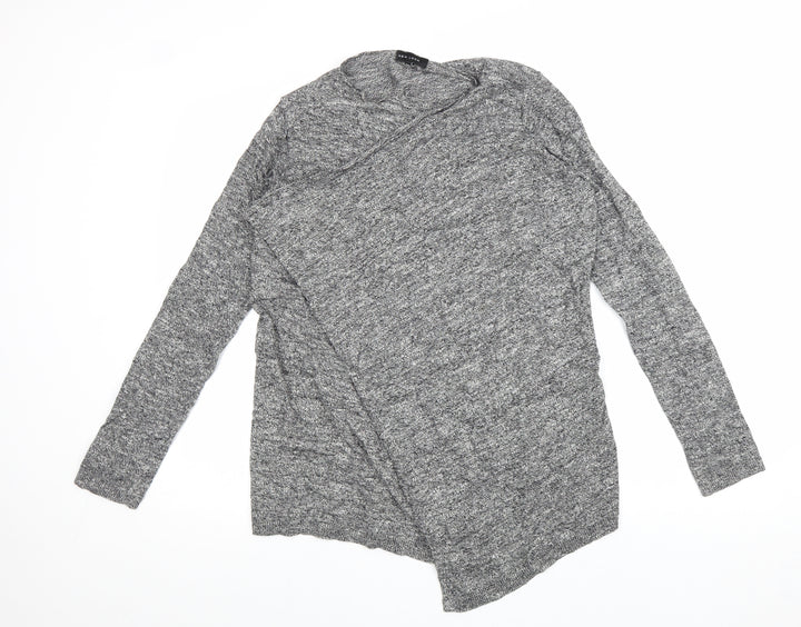 New Look Womens Grey Round Neck 100% Cotton Cardigan Jumper Size 10