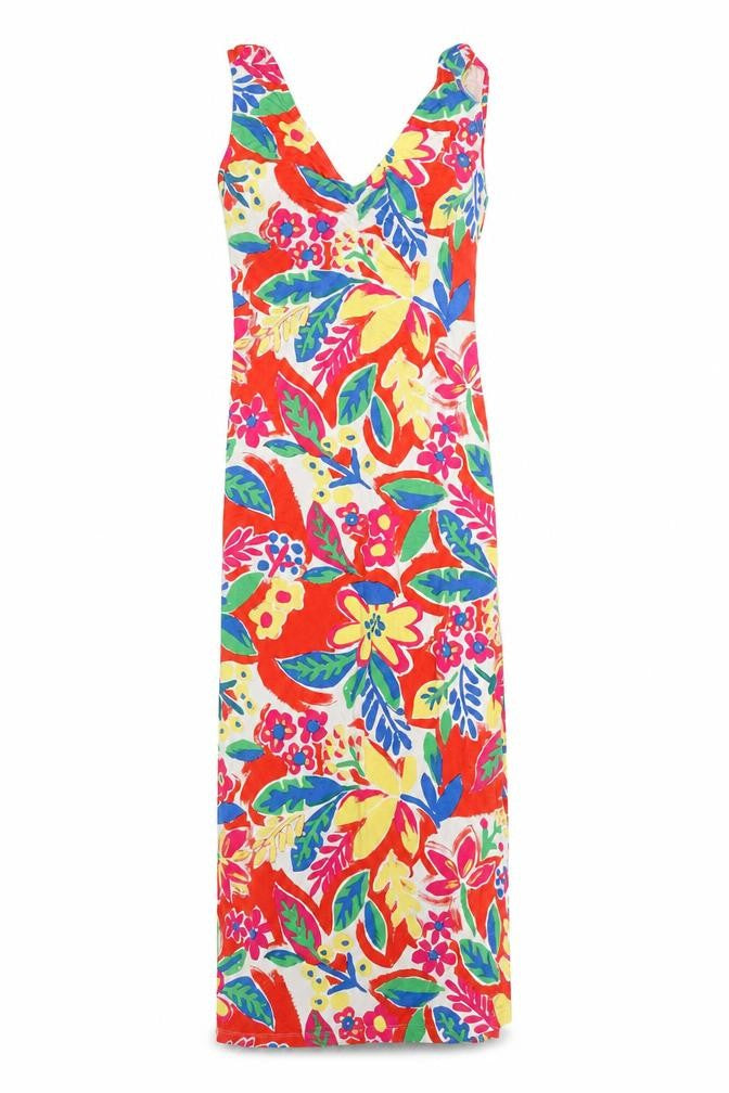 Marks and Spencer Womens Multicoloured Floral Viscose Maxi Size 8 V-Neck Tie