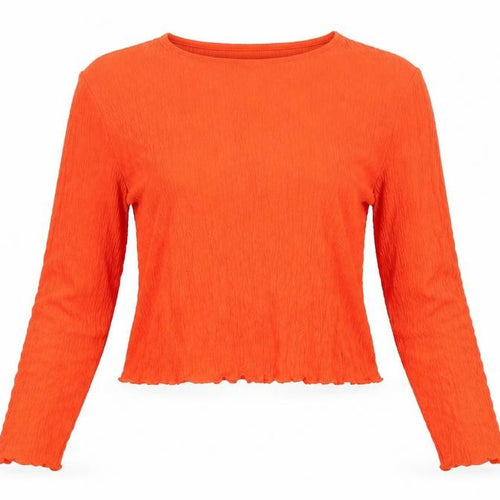 Vera Moda Womens Orange Viscose Cropped Blouse Size L Boat Neck