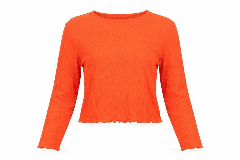 Vera Moda Womens Orange Viscose Cropped Blouse Size L Boat Neck
