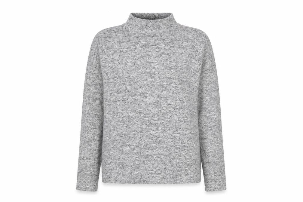 Front view of Peacocks women’s grey high neck viscose jumper, size UK 10