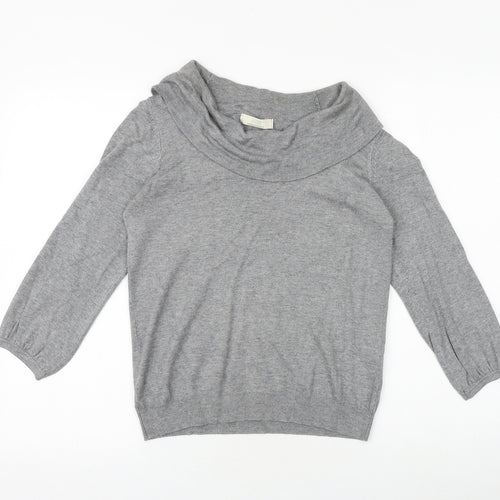 Marks and Spencer Womens Grey Roll Neck Viscose Pullover Jumper Size 12 Pullover