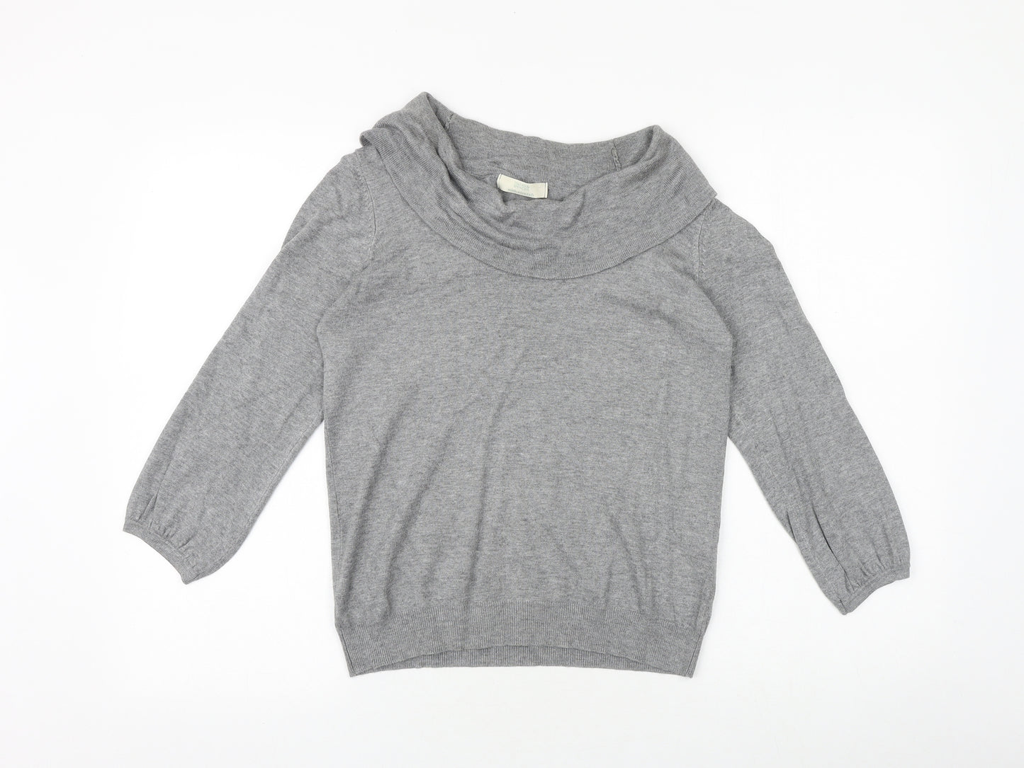 Marks and Spencer Womens Grey Roll Neck Viscose Pullover Jumper Size 12 Pullover
