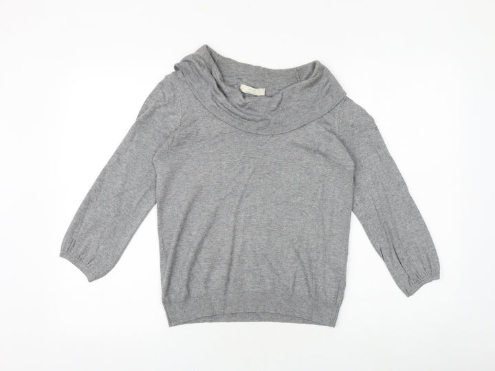 Marks and Spencer Womens Grey Roll Neck Viscose Pullover Jumper Size 12 Pullover