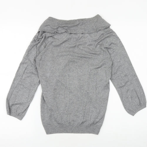 Marks and Spencer Womens Grey Roll Neck Viscose Pullover Jumper Size 12 Pullover