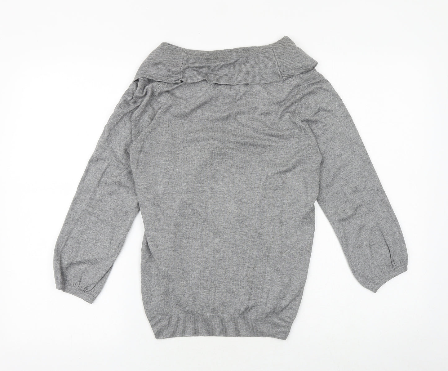 Marks and Spencer Womens Grey Roll Neck Viscose Pullover Jumper Size 12 Pullover
