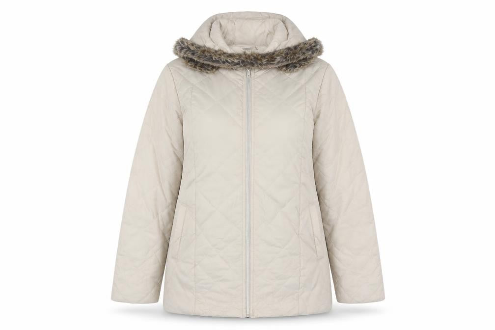 Anna De Lancay Womens Beige Quilted Jacket Size M Zip