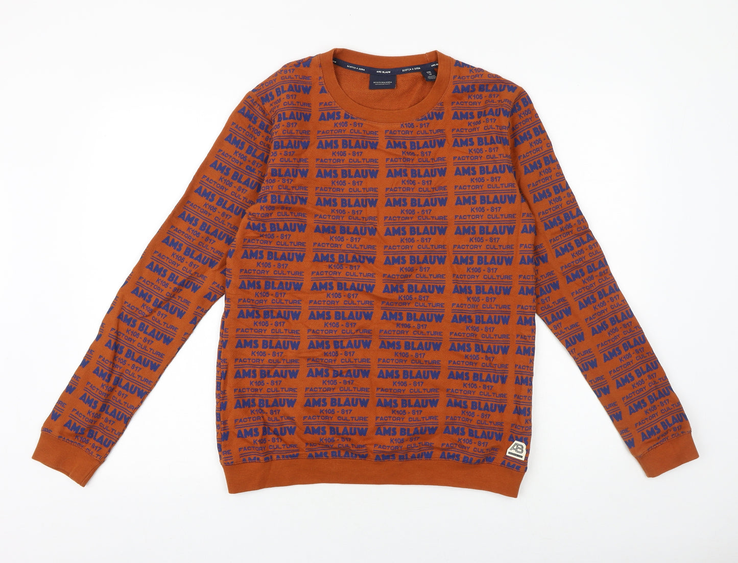 Scotch & Soda Womens Orange Cotton Pullover Sweatshirt Size 16 Pullover - Ams Blauw