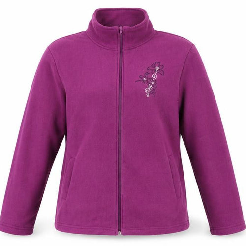 Anna De Lancay Womens Purple Jacket Size L Zip - Flower Detail
